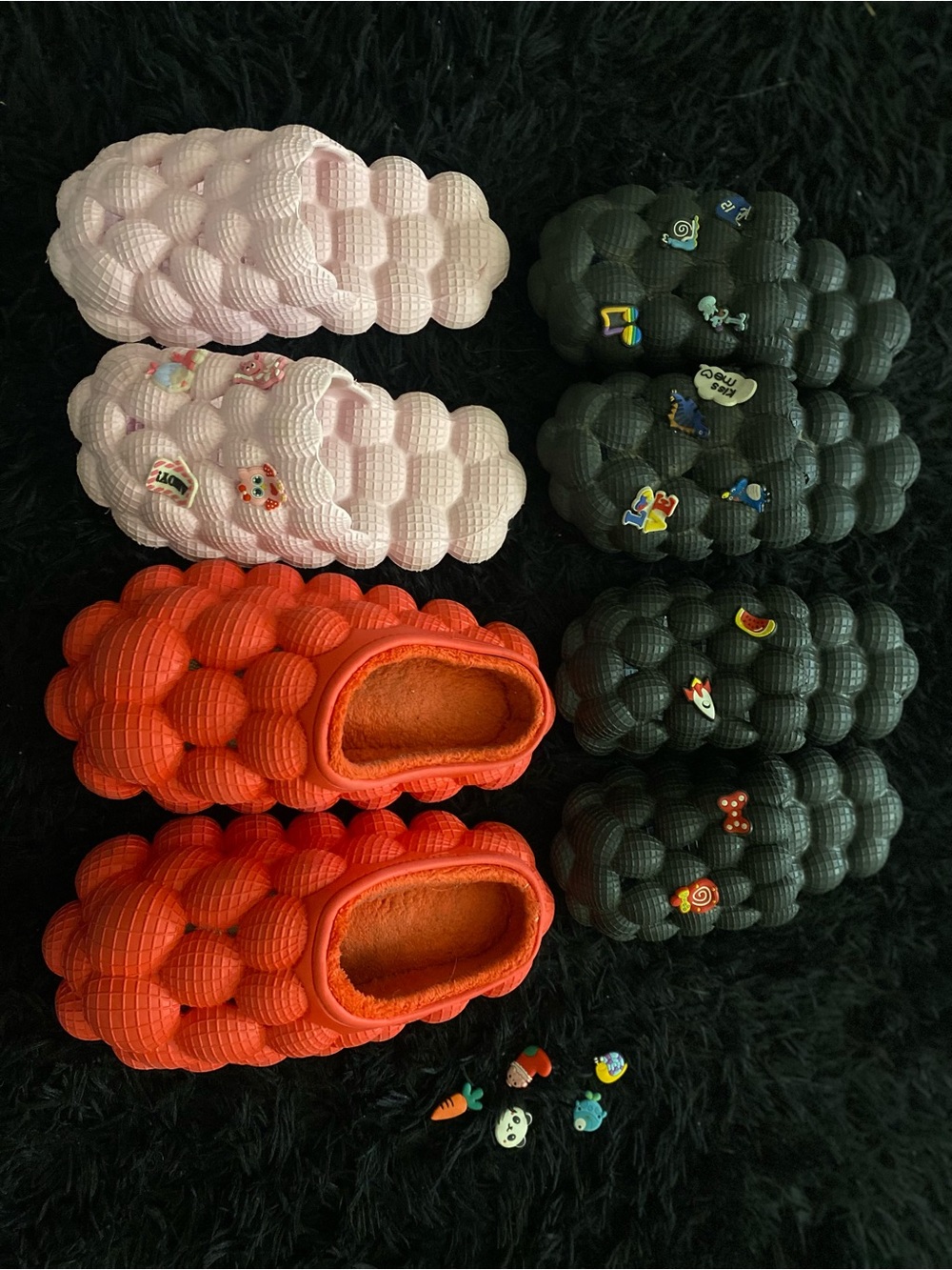 5 piece Bubble-Textured Women’s Mule Clogs in Pink, Orange, Black, and Pink
